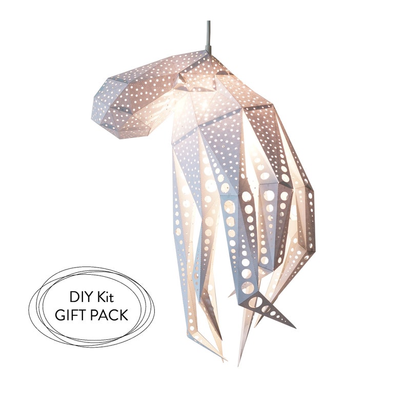 Octopus DIY gift kit; Under the sea; Origami lampshade; Paper light shade; Nature lover gift; Geometric lamp; Minimalist lamp; 3d papercraft