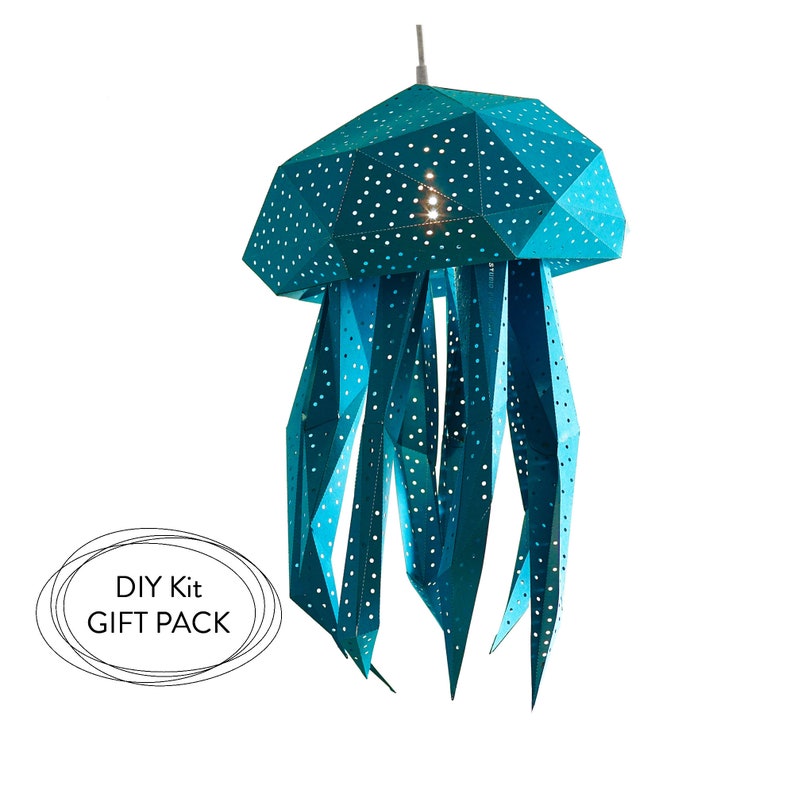 Jellyfish DIY gift kit; DIY paper sculpture; 3d paper sculpture; Low poly animal; 3d model papercraft; 3dpapercraft; Low poly papercraft