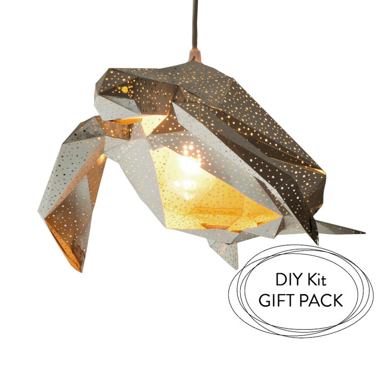 Sea Turtle Paper Lantern; Geometric lamp; Modern Pendant Light; Origami Lampshade; Natural Lamps; Paper Lamp Shade; Design Hanging Lamp