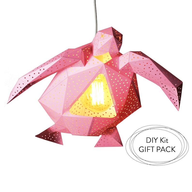 Paper Lantern  Sea Turtle Origami Lampshade; Natural Design Hanging Light; Geometric Modern Pendant Lamps; Unique Home Decor
