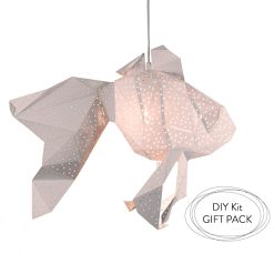 Fish Kids Room Lamp; Designer Lighting; DIY Pendant Light; Livingroom Decor; Led Nightlight; Natural Lampshade; White Bedroom Lamps