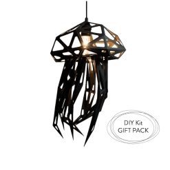 Jellyfish nature lover gift; geometric lamp; papercraft sculpture; origami lampshade; minimalist lamp; diy lowpoly lamp; black bedside lamps