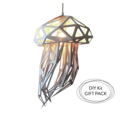 Jellyfish DIY paper sculpture; Nursery lampshade; Nature lover gift; Polygonal animals; Under the sea; Kids room lighting; Build your own